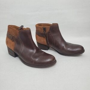 Clarks Maypearl Lilac Brown Leather Ankle Boots
